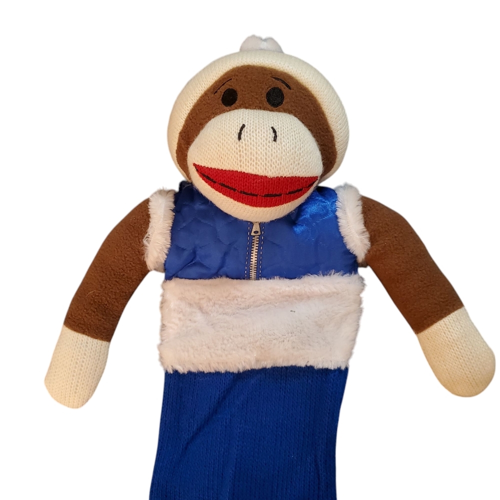 Dan‎ Dee Sock Monkey Blue Christmas Stocking NWOT